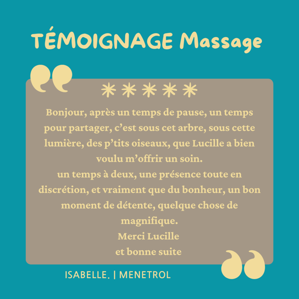 temoignage massage relaxant energetique intuitif bien etre detente merci Clermont Ferrand